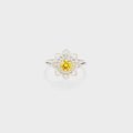 Flower Shape Zircon Platinum-Plated 925 Sterling Silver Ring