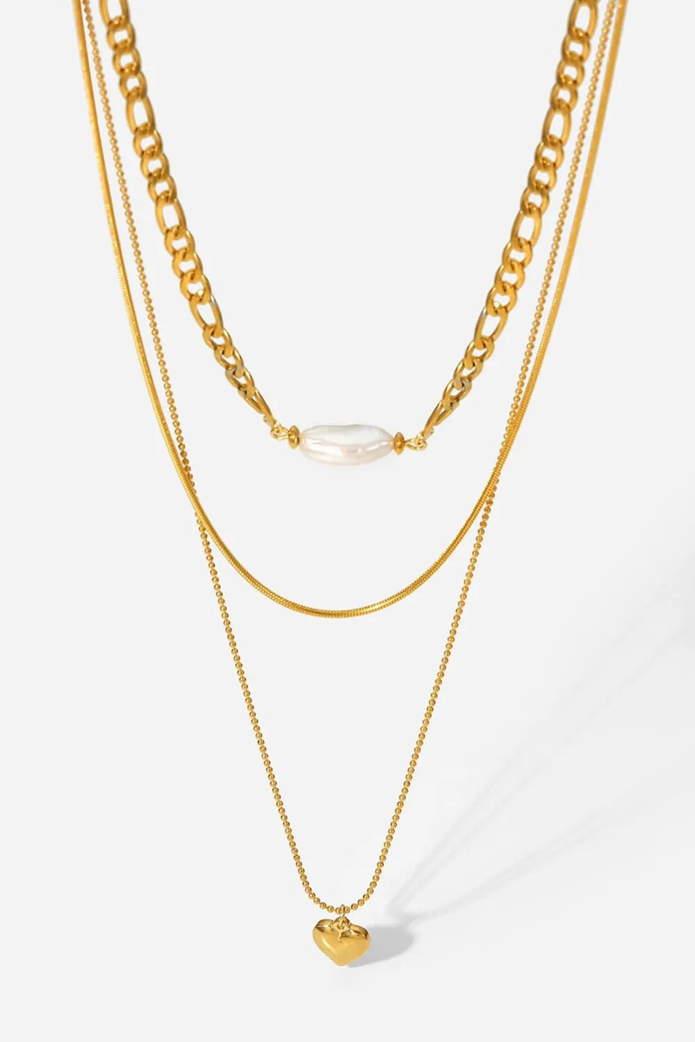 Heartbeat Triple-Layered Heart Pendant Necklace