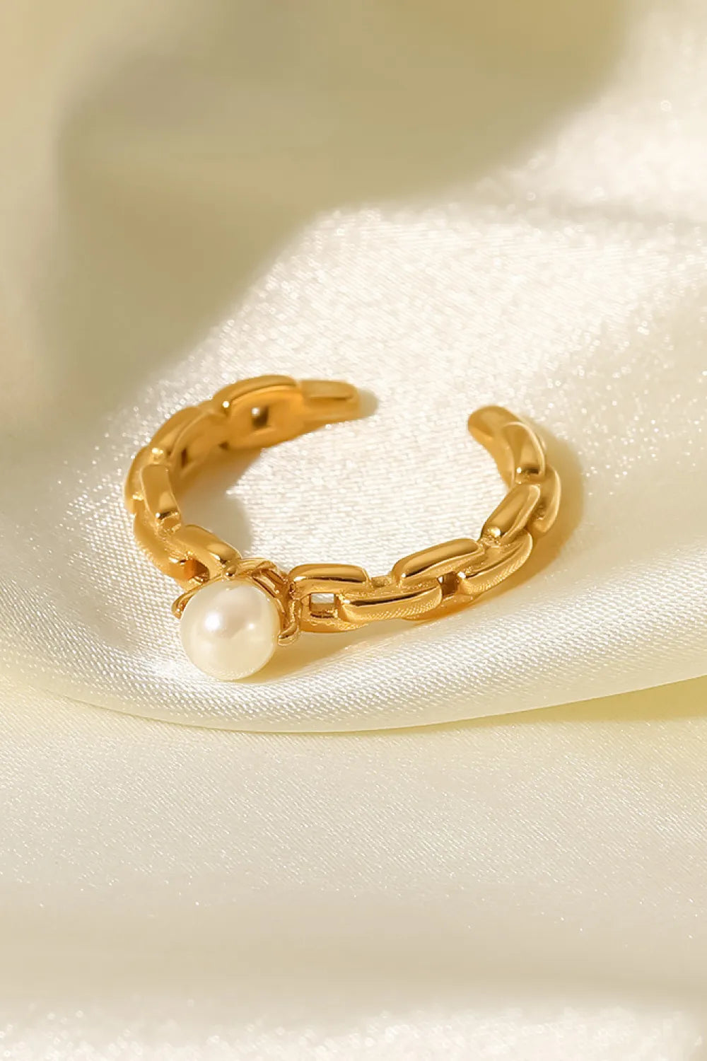 Pearl Stainless Steel Open Ring
