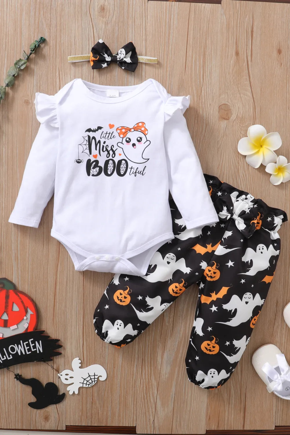 Baby Girl Halloween Top and Pants Set with Bow