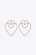 Glass Stone Decor Heart Copper Earrings