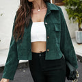 Button Front Crop Corduroy Jacket