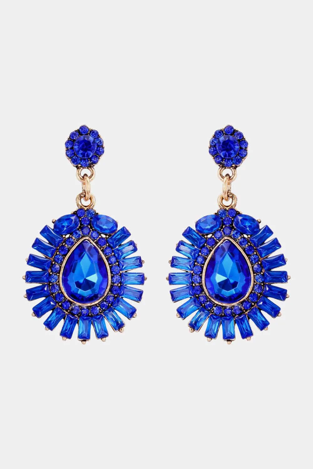 Teardrop Shape Glass Stone Dangle Earrings