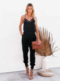 Lace Detail V-Neck Spaghetti Strap Jumpsuit