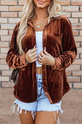 Pocketed Collared Neck Long Sleeve Shirt