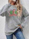 Letter Graphic Round Neck Long Sleeve Sweatshirt