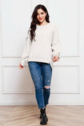Exposed Seam Long Sleeve Slit Sweatshirt