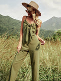 Tie Front Spaghetti Strap Jumpsuit