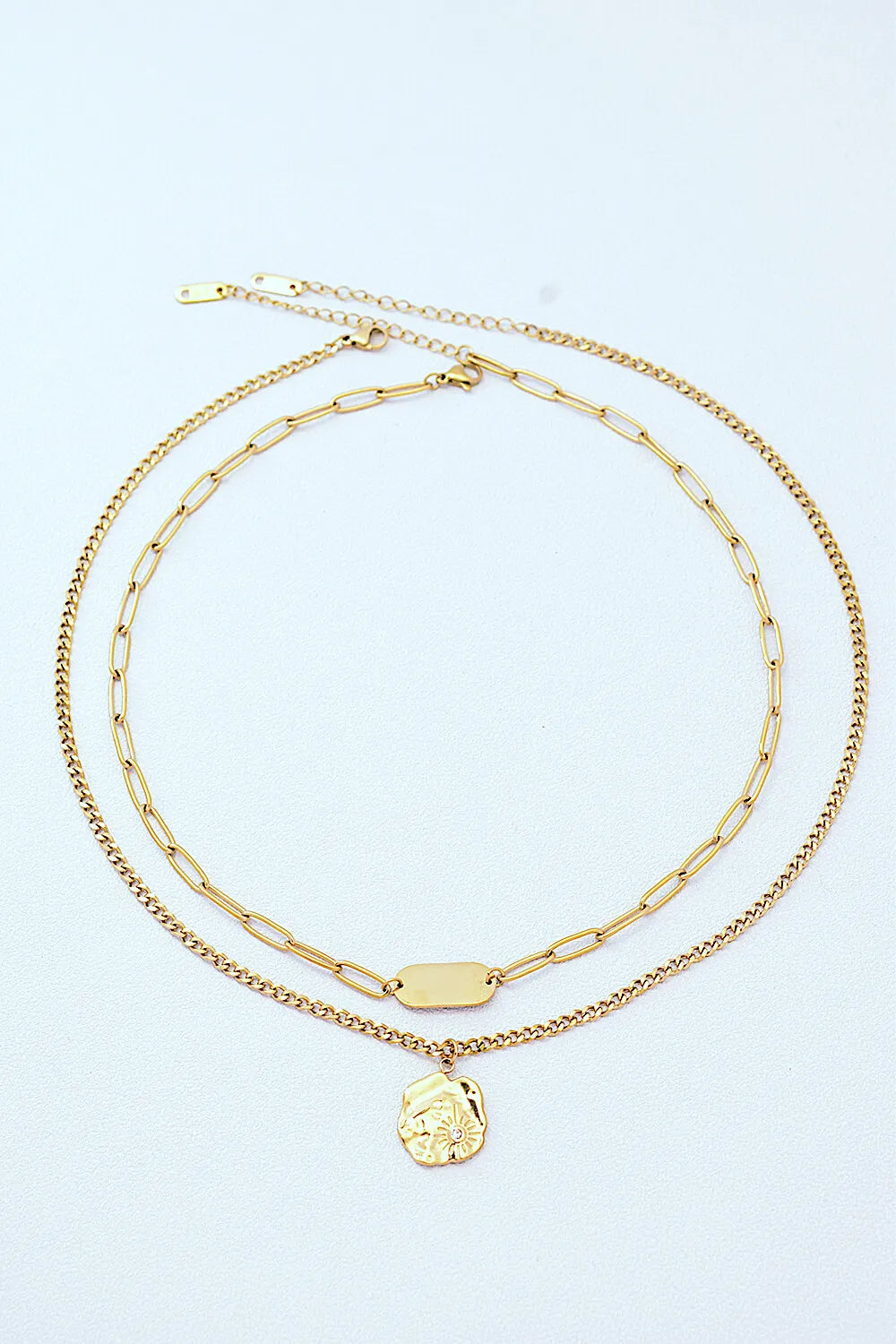 Gold-Plated Double-Layered Pendant Necklace