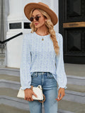 Printed Round Neck Flounce Sleeve Blouse