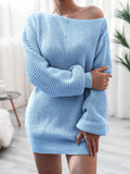 Rib-Knit Mini Sweater Dress