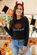 Halloween Plaid Pumpkin Graphic Sweatshirt缺图