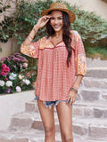 Printed Tie Neck Balloon Sleeve Blouse