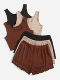 Round Neck Tank and Elastic Waist Shorts Set (Comes with Three Colors)