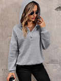 Waffle-Knit Half Button Hoodie