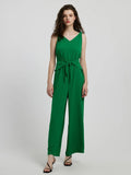 Knot Detail Tie Front Sleeveless Jumpsuit
