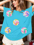 Sequin Round Neck Short Sleeve T-Shirt