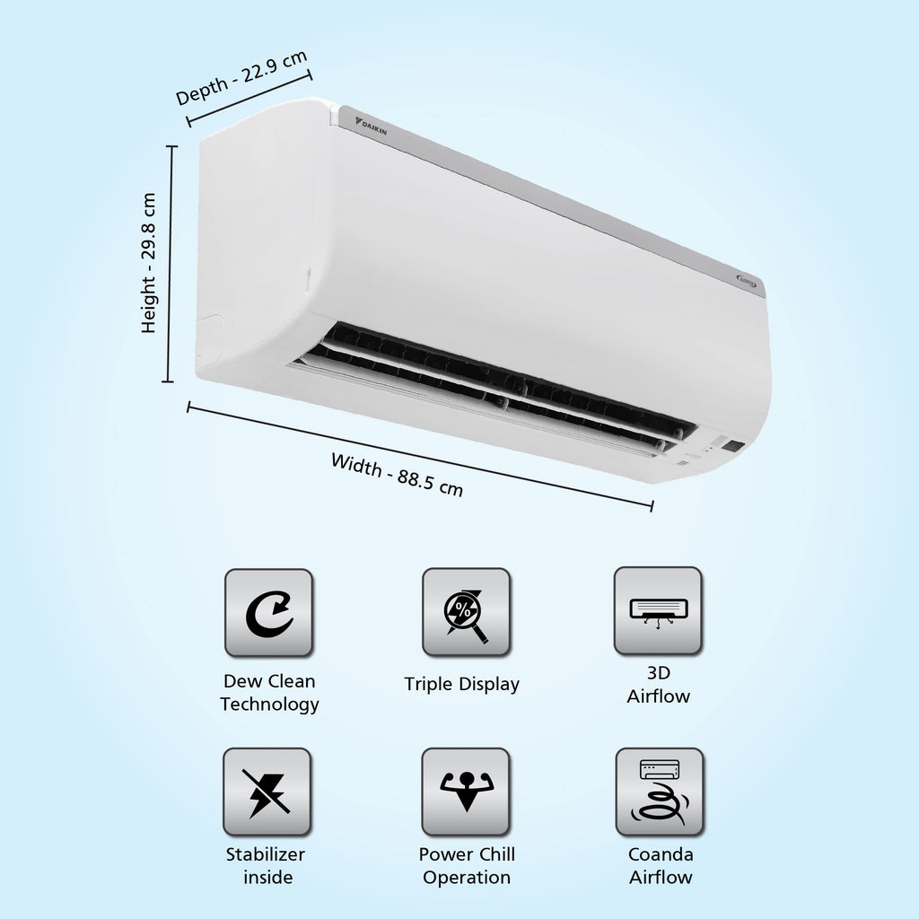 Daikin 1.5 Ton 3 Star Inverter Split AC (Copper, PM 2.5 Filter, FTKY50UV, White)