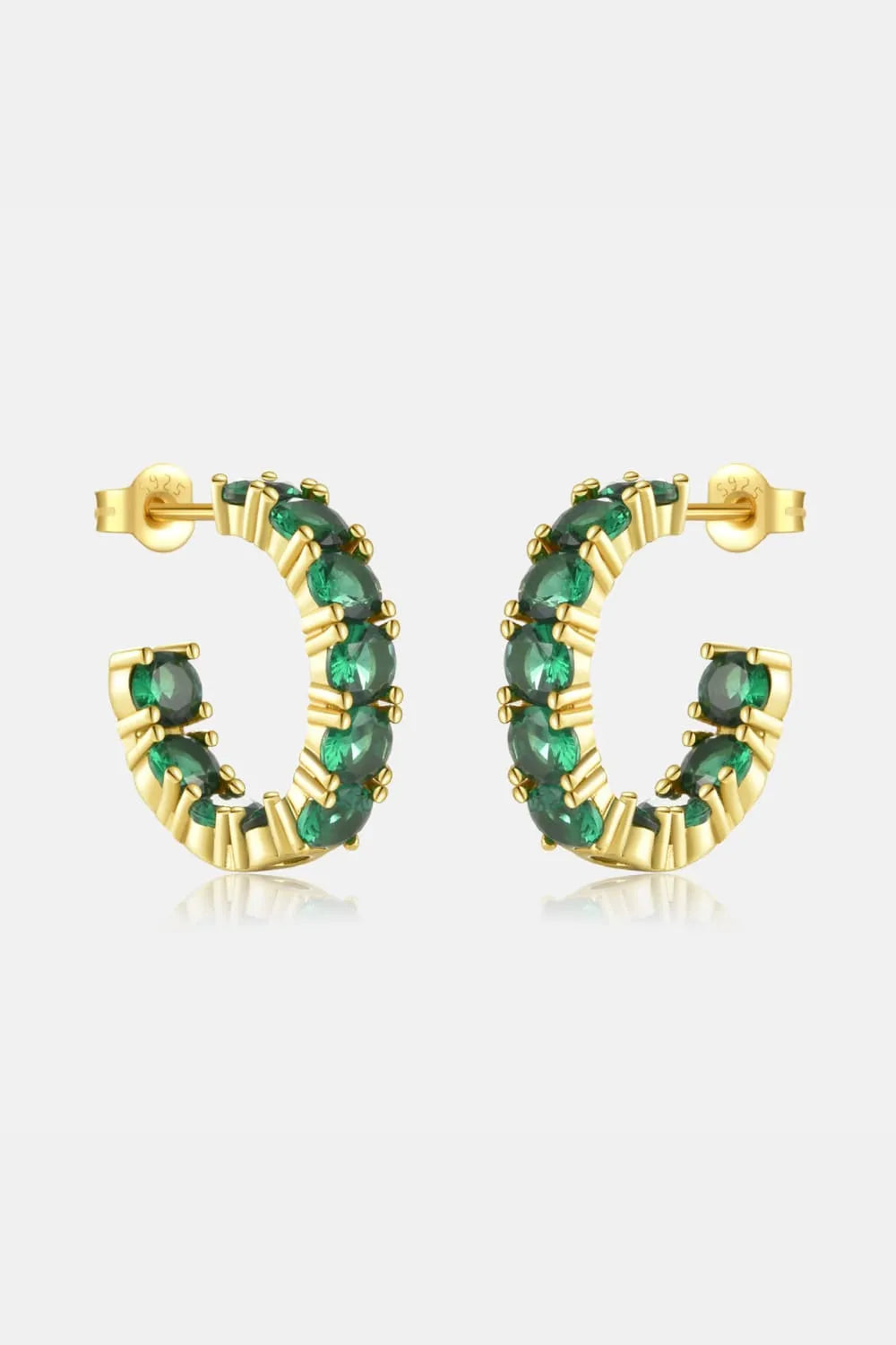 Inlaid Zircon C-Hoop Earrings