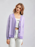 Button Down V-Neck Cardigan
