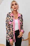 Leopard Collared Drop Shoulder Jacket