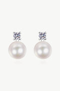 Moissanite Pearl Stud Earrings
