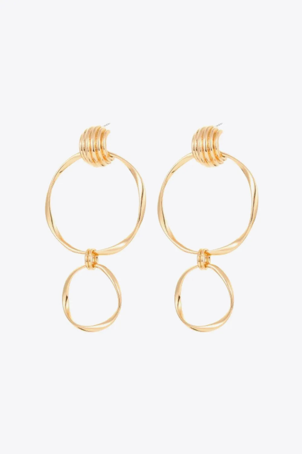 Double Hoop Zinc Alloy Drop Earrings