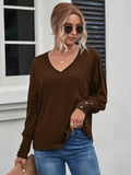 Decorative Button V-Neck Long Sleeve T-Shirt