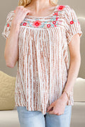 Printed Short Sleeve Blouse