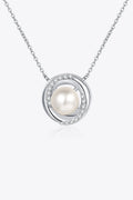 Moissanite Pearl Rhodium-Plated Necklace