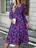 Floral Print Smocked Midi Dress