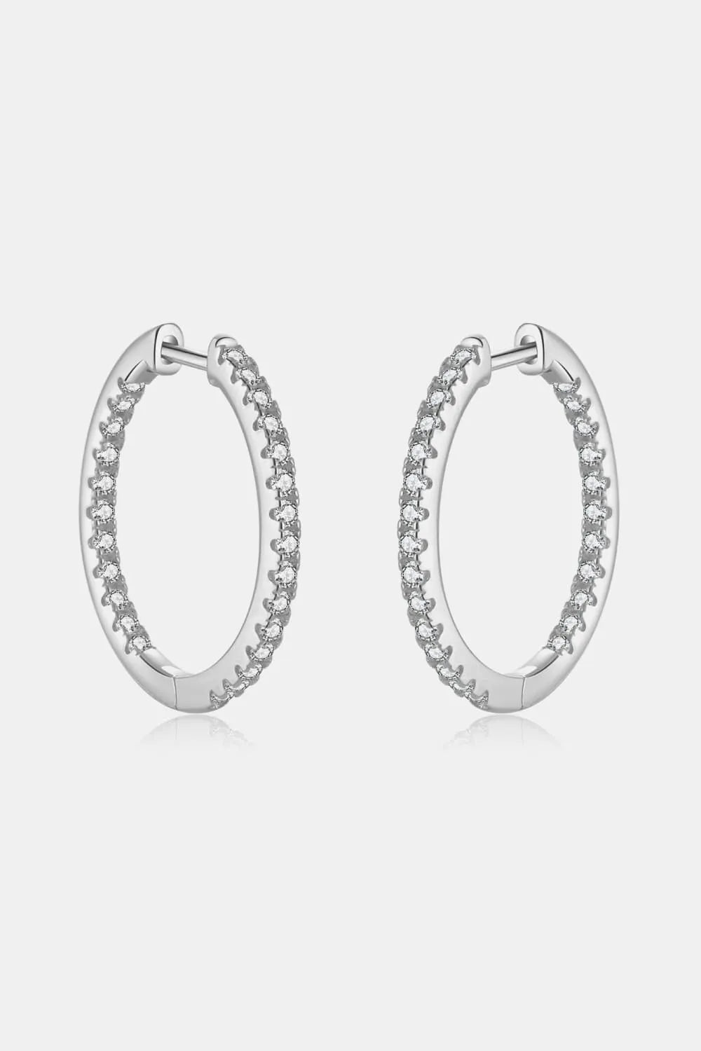 Inlaid Zircon 925 Sterling Silver Huggie Earrings