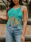 Fringe Halter Neck Tank