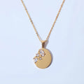Inlaid Zircon Titanium Steel Pendant Necklace
