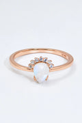 18K Rose Gold-Plated Pear Shape Natural Moonstone Ring