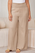 Plus Size Smocked Waist Wide Leg Pants