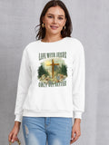 Graphic Round Neck Dropped Shoulder Sweatshirt