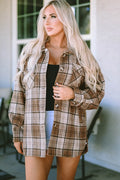 Plaid Dropped Shoulder Shirt Jacket