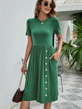 Button Detail Tee Dress with Pockets