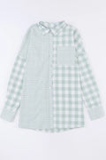 Pocketed Plaid Dropped Shoulder Shirt