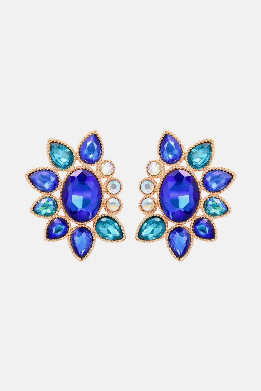 Geometrical Shape Glass Stone Dangle Earrings