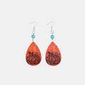 Turquoise Wooden Pumpkin Teardrop Earrings