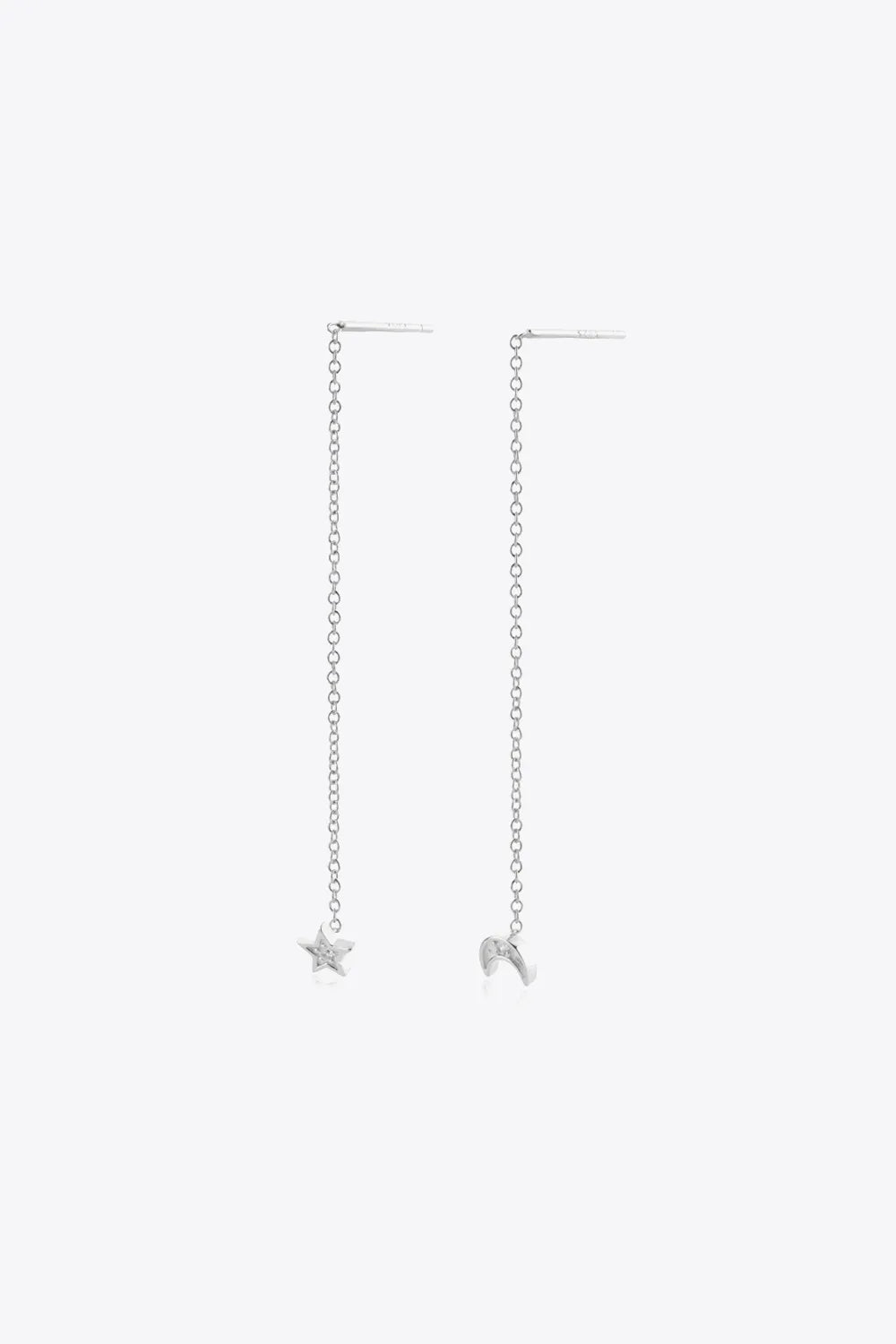 Star and Moon Inlaid Zircon Mismatched Earrings