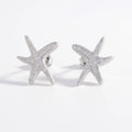 925 Sterling Silver Inlaid Zircon Starfish Earrings