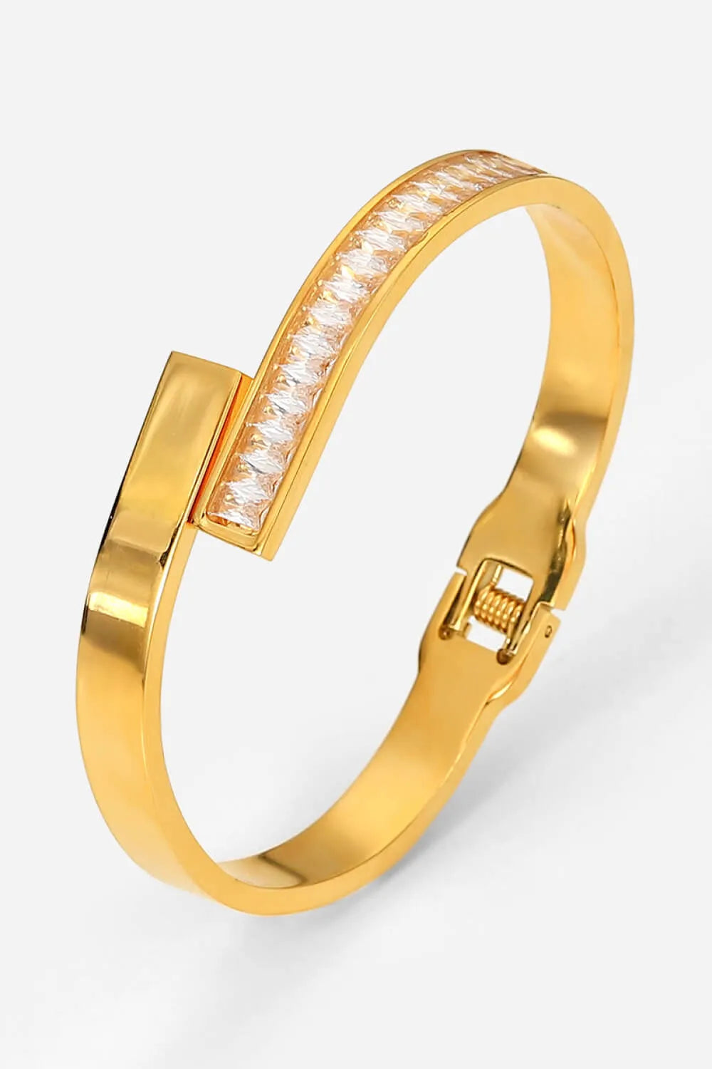 Rhinestone Overlap Open Cuff Bracelet