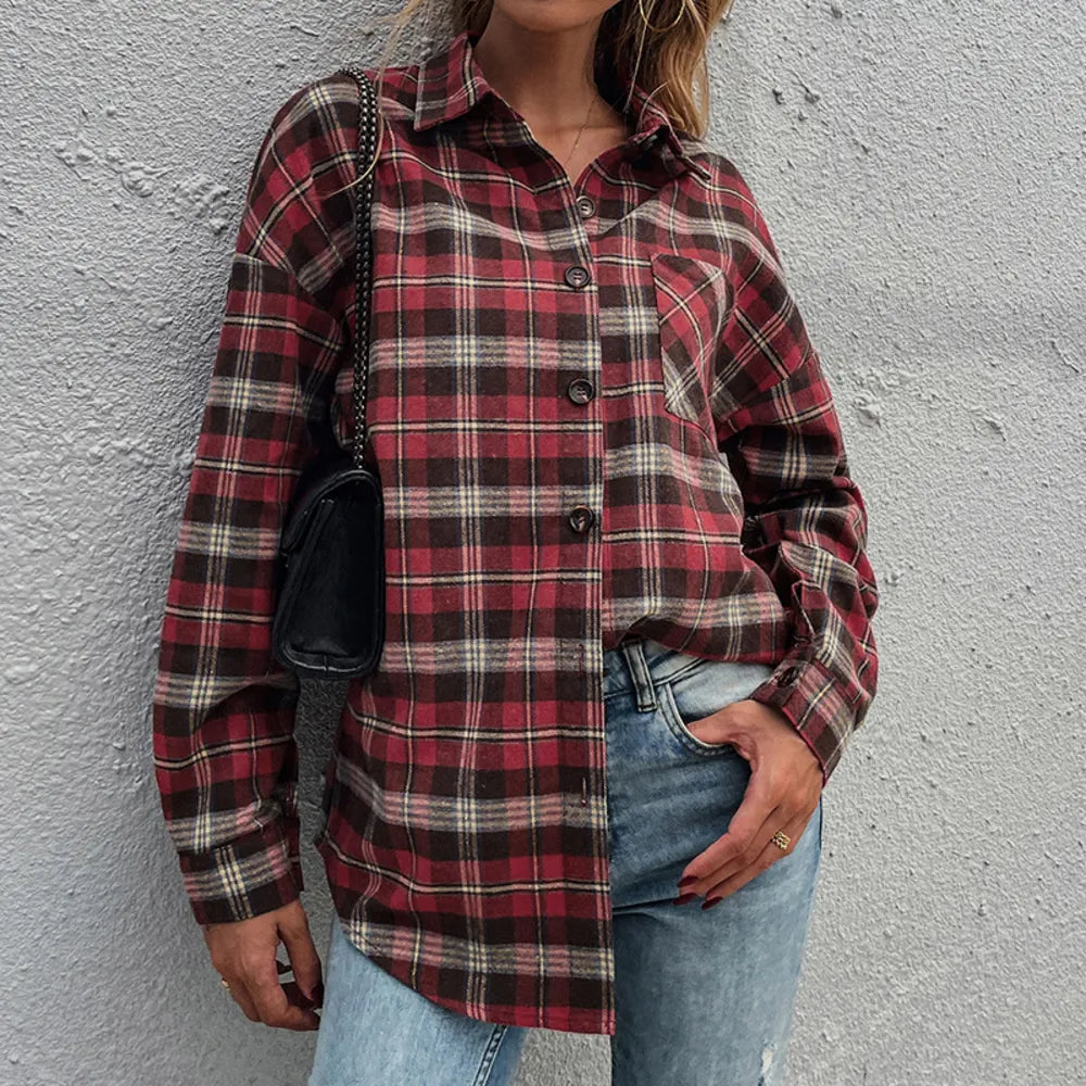 Tartan Print Drop Shoulder Overshirt