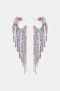 Fringed Rhinestone Zinc Alloy Dangle Earrings