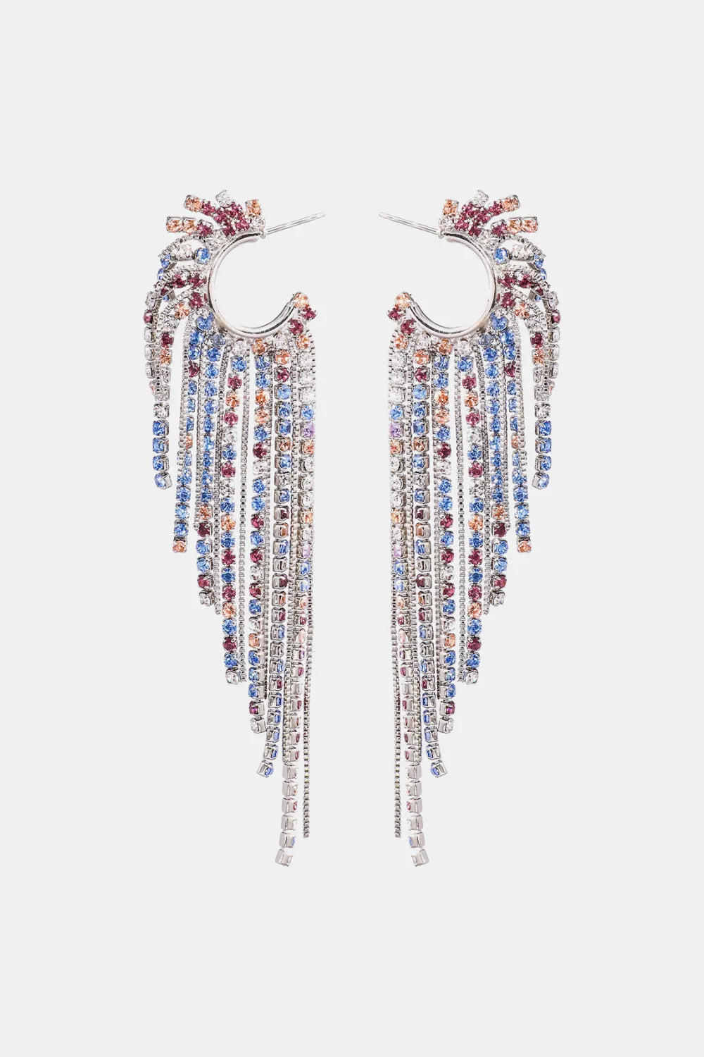 Fringed Rhinestone Zinc Alloy Dangle Earrings