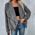 Waterfall Collar Open Front Teddy Cardigan