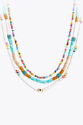 Multicolored Bead Necklace Three-Piece Set